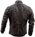 Antique Brown Cafe Racer Slim Leather Jacket - Image 3