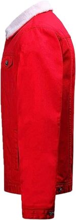 Men's & Women's Christmas Style Scarlet Cotton Denim Jacket - Image 3