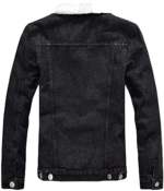 Mens Black Denim Fur Jacket - Image 2