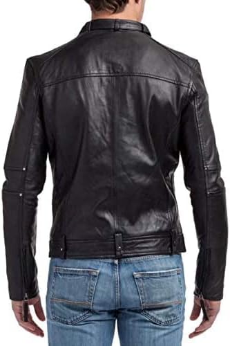 thumbnail image 2 of TLF Men's Vintage Black Slim Fit Biker Leather Jacket – Motorcycle Style 2 of 5