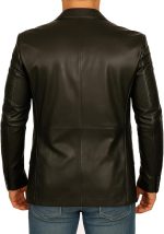 Men's Leather Blazer Coat Men Casual Leather Sport Coats - Image 3