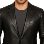 Men's Leather Blazer Coat Men Casual Leather Sport Coats - Image 4