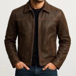 Men's Real Motorcycle Cafe Racer Distressed Brown Genuine Leather Biker Jackets.jpeg