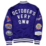 Mens LA Dodgers OVO x New Era Royal Full-Snap Twill Satin Jacket Limited Edition - Image 3