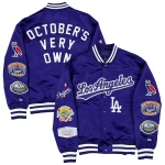 Mens LA Dodgers OVO X New Era Royal Satin Jacket